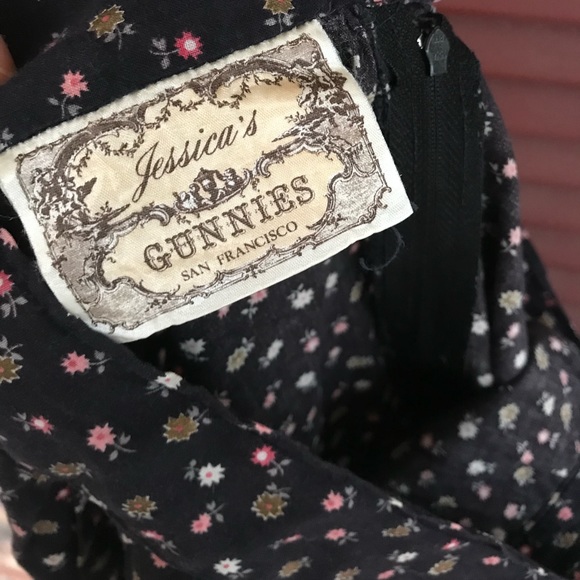 Vtg🎀Gunne Sax Black Calico Skirt Size S Prairie Midi Lace Trim👒🌾(RESERVED) - Picture 8 of 15